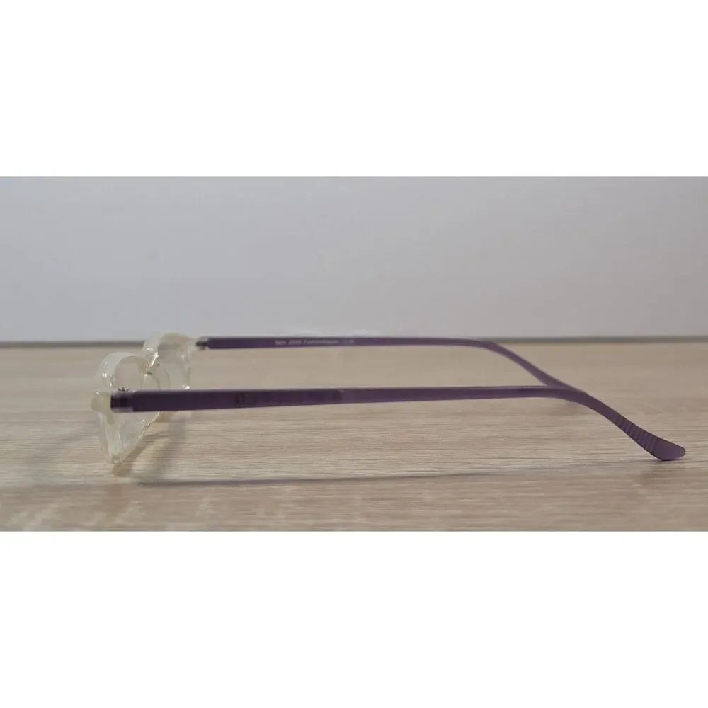 Optx 20/20 Fashion Reader Glasses +2.00 Clear Frame Purple Arms